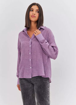 K11779 Рубашка марлевка OVER SIZE ФИОЛЕТОВЫЙ