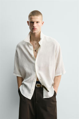 CAMISA BOXY FIT 100% LINO / Blanco - Zara фото 2