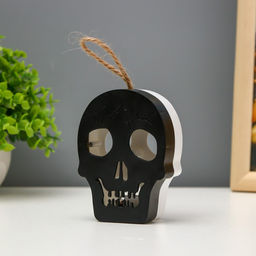 Цена за 12 шт. Фигурка световая RISALUX «Череп», LED-ночник, 1 Вт, RGB, от батареек LR1130, бело-чёрный, 9.5×4×5 см