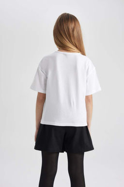Белая футболка Relax Fit с короткими рукавами для девочек - Defacto фото 8