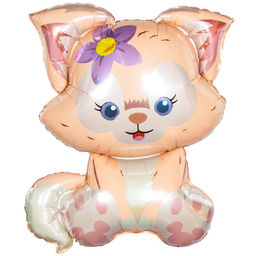 Цена за 5 шт. Воздушный шар фольгированный 13" «Лисёнок с цветком», фигура, для палочки