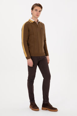 Erkek Regular Fit Polo Yaka Haki Kazak - U.s. polo assn фото 4