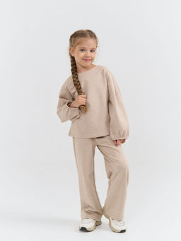 Костюм со свитшотом из 100% хлопка Бежевый меланж облегченный