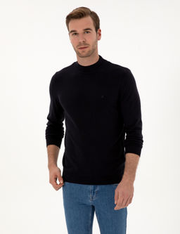 Lacivert Slim Fit Basic Kazak