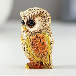 Цена за 2 шт. Фигурка полистоун «Филин беж с оранжевыми крыльями», 5×2.8×3 см, МИКС