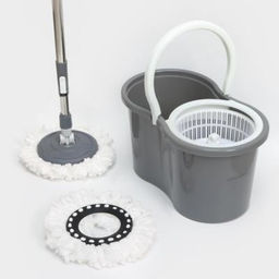 Швабра с отжимом и ведром на колёсиках с пластиковой центрифугой Доляна, 14 л, швабра, запасная насадка из микрофибры, МИКС