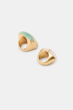 PACK 2 ANILLOS PIEDRA RESINA / Dorado - Zara фото 4