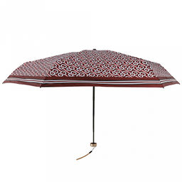 Зонт-мини механический Орнамент ткань эпонж (полиэстер) + черное УФ-покрытие, 6 лучей, д/купола 90см, 5 сложений, 17см в сложенном виде, механизм против ветра, пластмассовая ручка, цвет терракотовый, 225гр (Китай) - Домашняя Мода фото 2