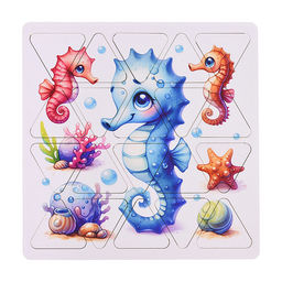 Пазлы малые Морской котёнок 20см х 20см (древесный материал)