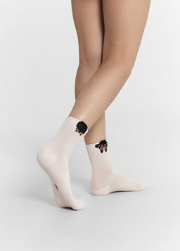 Цена за 5 пар! Носки женские розовые с рисунком в виде собачки - Mark formelle фото 2