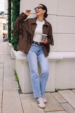 Koyu Mavi Yuksek Bel Comfort Straight Jeans TWOAW26JE00063 - Trendyolmilla фото 11