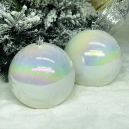 Цена за 2 шт. Новогодние шары 10 см (набор 2 шт) "Жемчуг", Перламутр