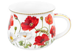 Кружка 250 мл 11*8,5*7 см Маки бочонок, фарфор NEW BONE CHINA