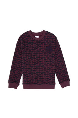 Erkek _ocuk Bordo Bisiklet Yaka Sweatshirt