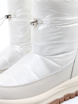 02-WA010-3M LT. BEIGE Сапоги "Дутики" зимние женские (натуральная кожа, курточная ткань, 100% шерсть)