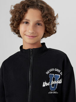 Толстовка для мальчиков черная с принтом never give up - Mark formelle фото 6