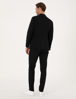 Siyah Ex. Slim Fit %100 Y_n Kruvaze Tak_m Elbise