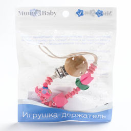 Держатель для соски - пустышки «Слоник», деревянный, цвет розовый