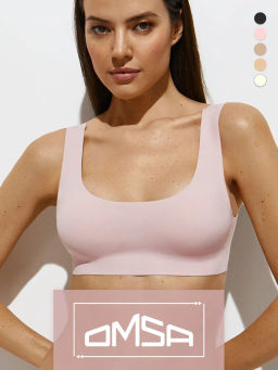 OmD 1142B Invisible Майка Топ женская (кроп-топ на широких бретелях с вкладышами), PA - caramello - Omsa фото 16