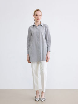 ?izgili Poplin Kad?n G?mlek Tunik