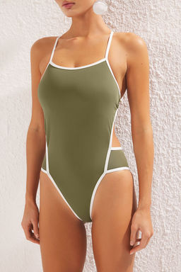 TRENDYOLMILLA Haki Halter Yaka Biyeli S?rt Detayl? Regular Mayo TBESS25MA00074  фото 4