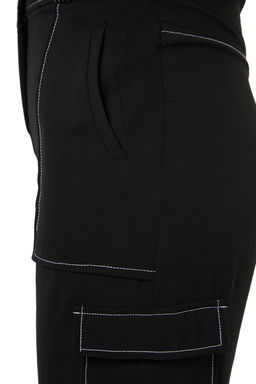 TRENDYOLMILLA Siyah Kargo Genis Paca Kontrast Dikis Detayl? Dokuma Pantolon TWOSS21PL0288  фото 8