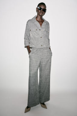 FLECKED WIDE-LEG TROUSERS