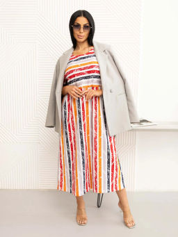 Платье женское, цвет красный оранжевый белый