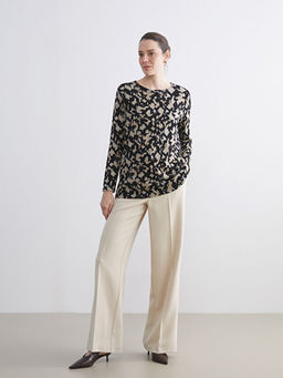 Bisiklet Yaka Desenli Bluz