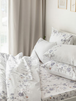 Комплект постельного белья Семейный белый/синий твил - Denastia фото 8