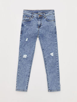 Super Skinny Fit Y?rt?k Detayl? Erkek ?ocuk Jean Pantolon