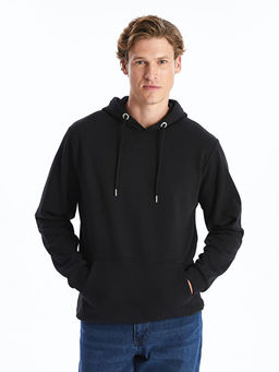 Uzun Kollu Bask?l? Erkek Kal?n Hoodie