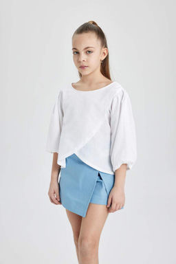 Блузка с коротким рукавом для девочки - Defacto фото 6