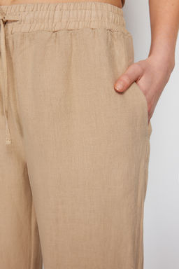 Lacivert %100 Keten Beli Lastikli Yuksek Bel Wide Leg Pantolon TWOSS24JE00249 - Trendyolmilla фото 11