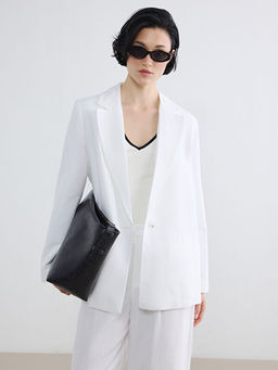 Keten Kar???ml? Kad?n Blazer Ceket