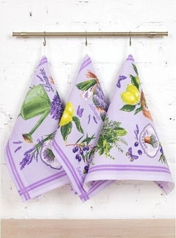 К-т полотенец Лавандовый прованс 50*60 см. - 3 шт. рогожка хлопок 100% - Лен поволжья фото 2