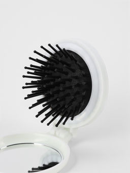 Расчёска массажная DOGS, складная, с зеркалом, d=6.5 см, МИКС