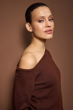 Kahverengi Dantel Garnili Kay?k Yaka Triko Kazak TWOAW26KZ00276 - Trendyolmilla фото 2