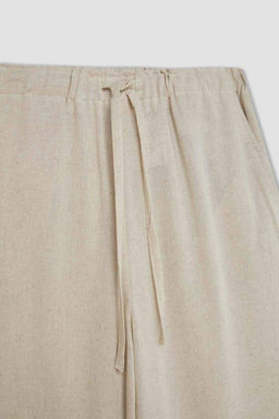 Широкие брюки с тремя карманами, нормальной талией, стандартной длины, брюки из смесового льна - Defacto фото 8