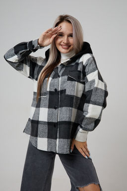Рубашка женская в клетку с капюшоном РЖКК-01