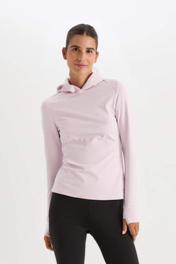 DeFactoFit Облегающая футболка с капюшоном и длинными рукавами для спортсменов