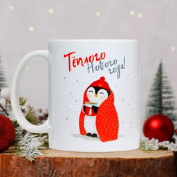 Кружка керамическая новогодняя Пингвинчик, 320 мл