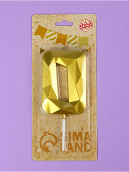 Свеча в торт на шпажке «Грань», цифра 0, золотая, 9 см, ГИГАНТ