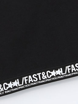 Bisiklet Yaka Bask?l? Uzun Kollu K?z ?ocuk Crop Ti??rt