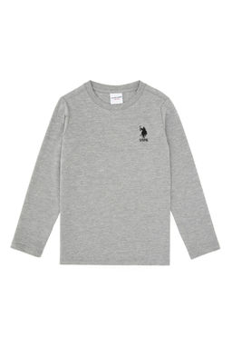 Erkek _ocuk Gri Melanj Basic Bisiklet Yaka Sweatshirt Sepette S_rpriz _ndirim - U.s. polo assn фото 2