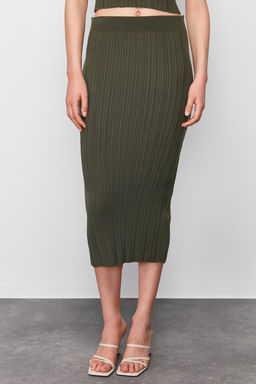 TRENDYOLMILLA Haki Midi Triko Premium Iplik/ Ozel Iplik Etek TWOSS24ET00042  фото 4