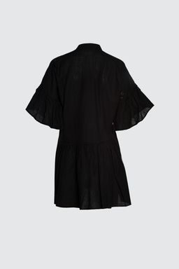 TRENDYOLMILLA Siyah Dokuma Flaml? Pamuk Genis Kal?p Mini Plaj Elbisesi TBESS20EL0873  фото 13