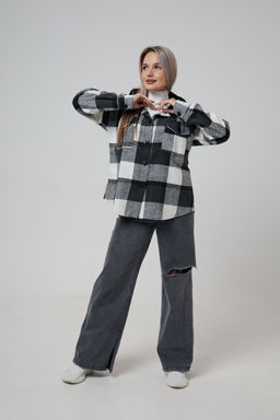 Рубашка женская в клетку с капюшоном РЖКК-01