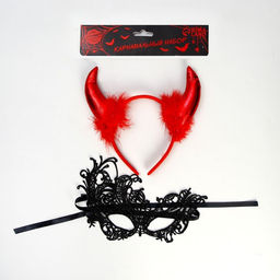 Карнавальный набор чертика «Роковая красотка», рожки, маска