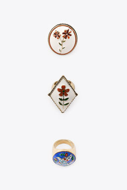 PACK OF 3 FLOWER AND BIRD RINGS - Zara фото 3